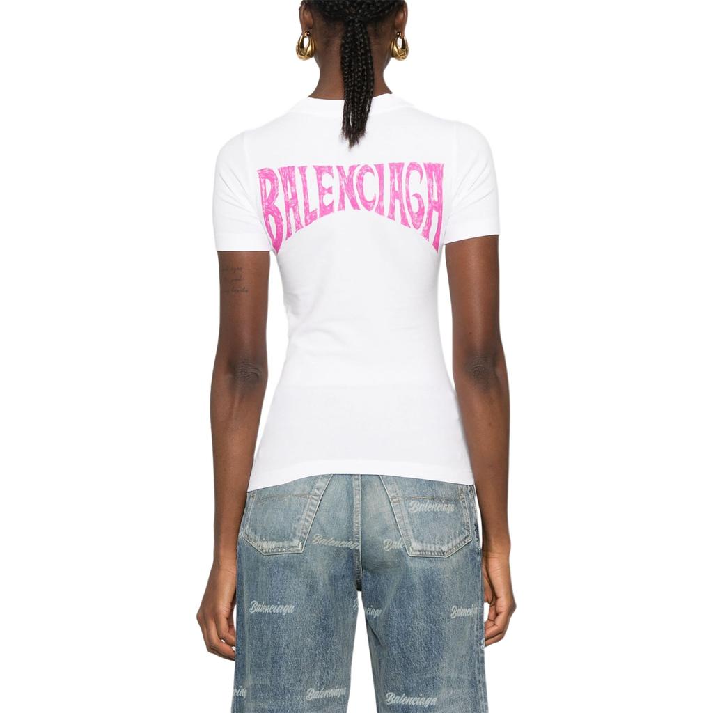 Balenciaga Graphic Printed Crewneck T Shirt Women's 768075TPVM29601