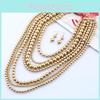 Exaggerated Gold Beaded Necklace With Multi Layers For Women Fashion Accessory