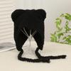 Winter Women Cute Warm Beanie with Bear Era Earmuffs Outdoor Travel Cycling Knitt Thick Fluffy Warm Pullover Cap for Autumn