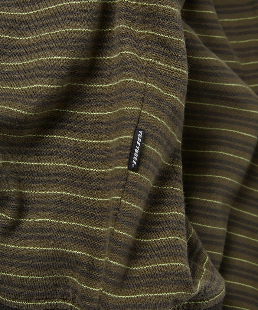 Yeseyesee Y.E.S Stripe Single Zip-Up Hoodie Khaki