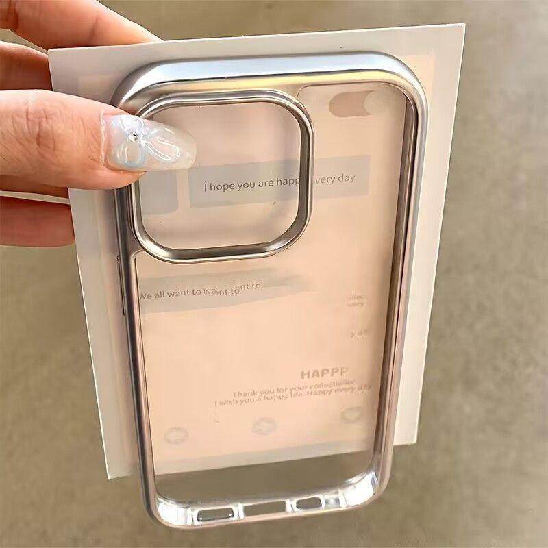 Simple Solid Color Case Compatible for For Iphone 16 15 11 13 17 Air 12 14 Pro Max XR 7 8 Plus X XS MAX SE Electroplated Case