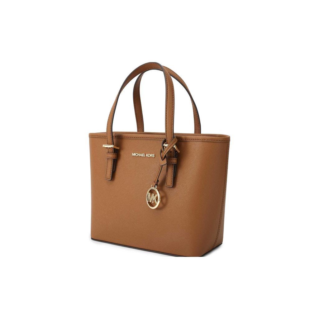 Michael Kors Mk Jet Set Solid Simple Logo Decor Leather Tote Bag Shopping Bag Shoulder Bag Handbag Small Women Tote Caramel-Brown 35T9GTVT0L-LUGGAGE