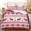 Merry Christmas Bedding Set, 3D Super King Size Duvet Cover Set, Digital Printing, New Year Gift, Snowflake, Deer, Comforter Red