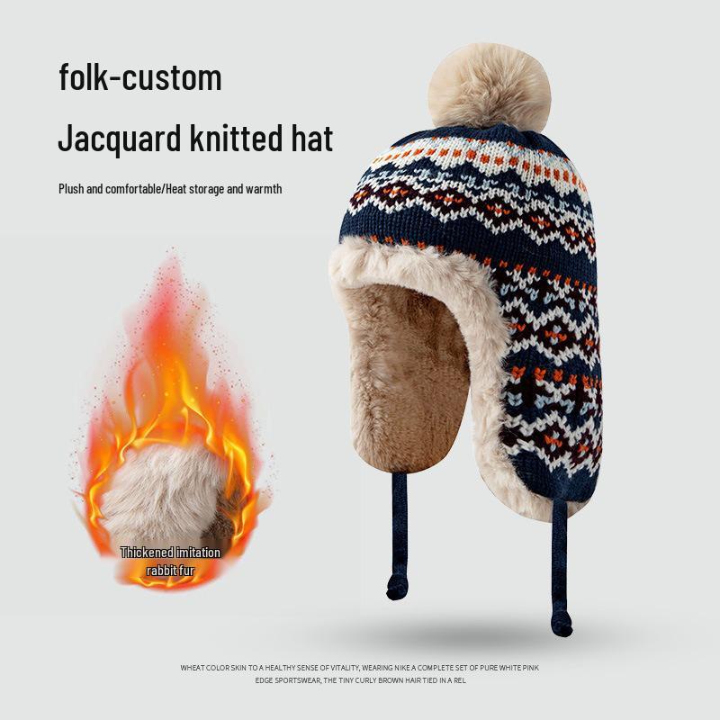 Japanese Faux Rabbit Fur Lei Feng Hat: Warm, Fleece-Lined, Ear-Protecting Winter Hat for Cycling & Skiing
