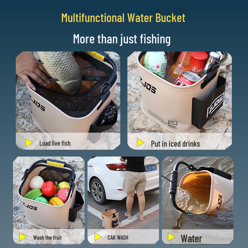 Foldable Multi-Functional Water Bucket: Portable, Wear-Resistant Fishing & Car Wash Utility