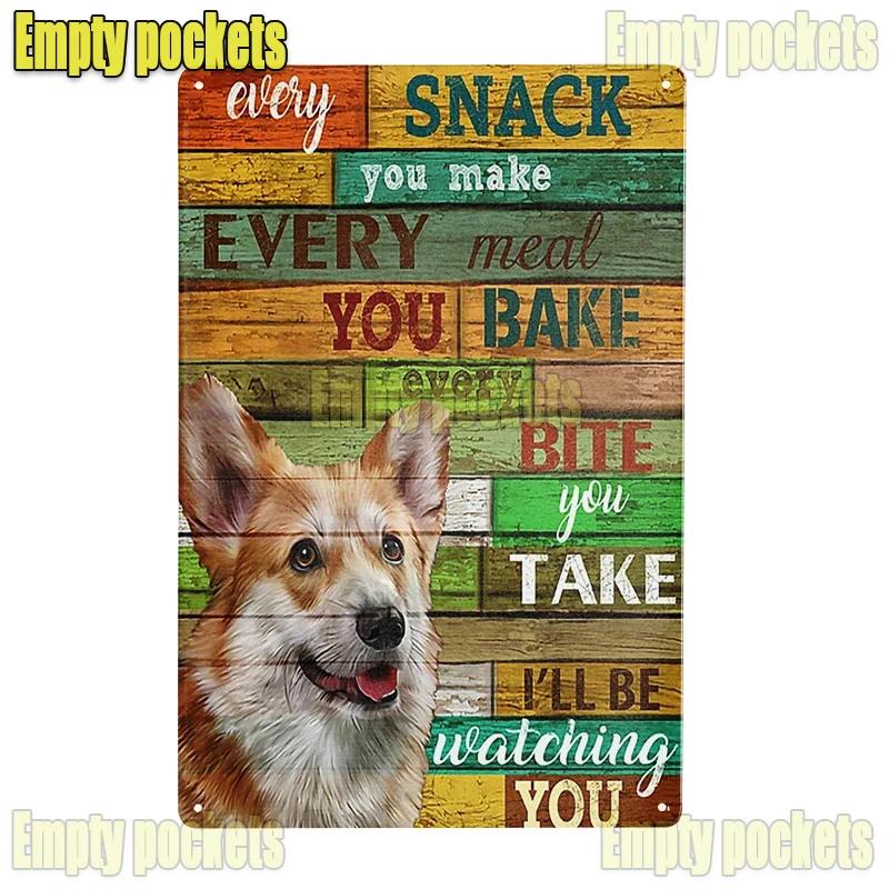 Vintage Pet Dog Corgi Tin Sign Plates for Pet Shop Bedroom Living Room cafe Kitchen metal wall art Decor Gift for Dog Lover