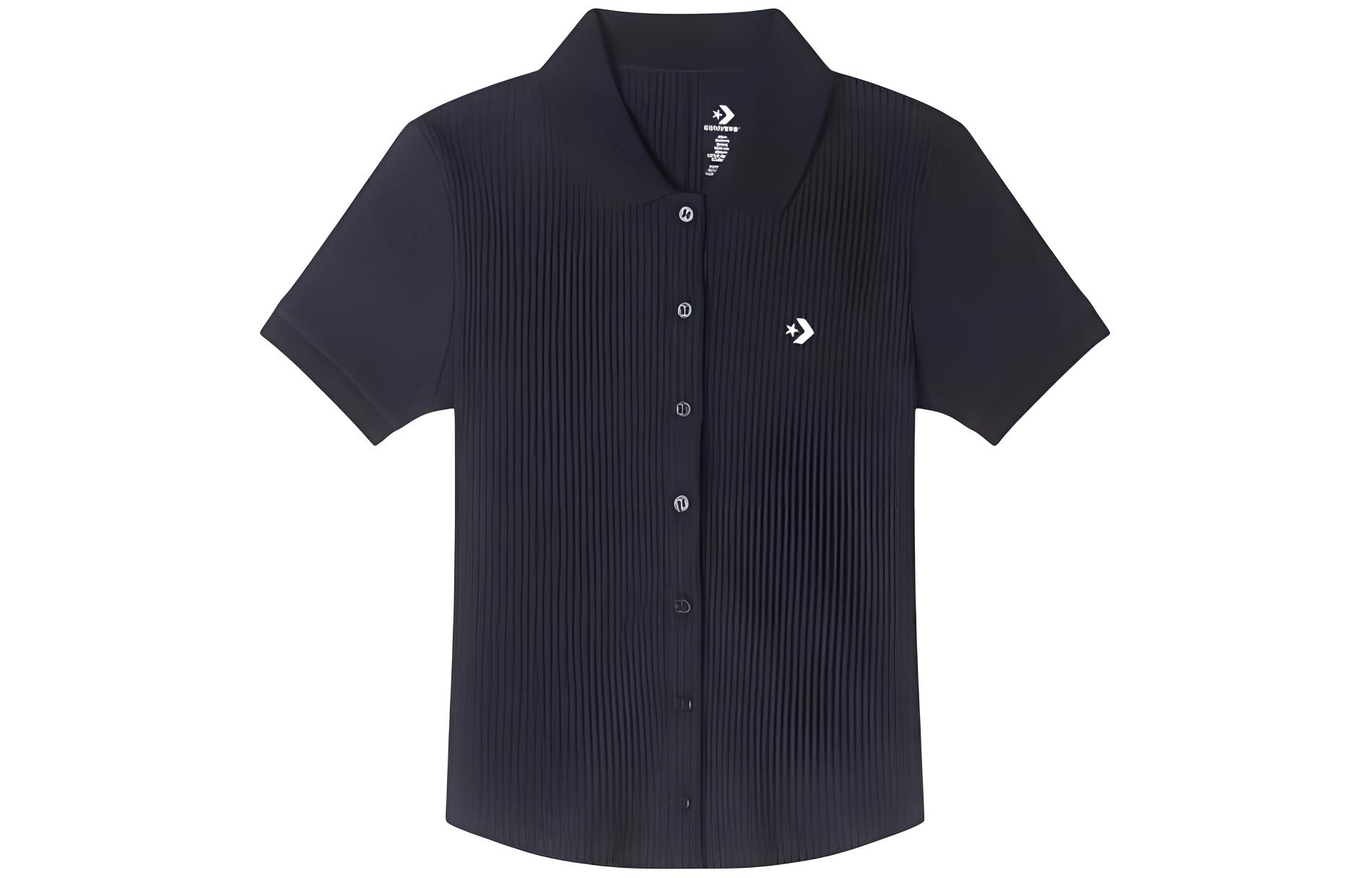 Converse Polo Slim Button T Shirt Women s Black 10024769-A01 XS