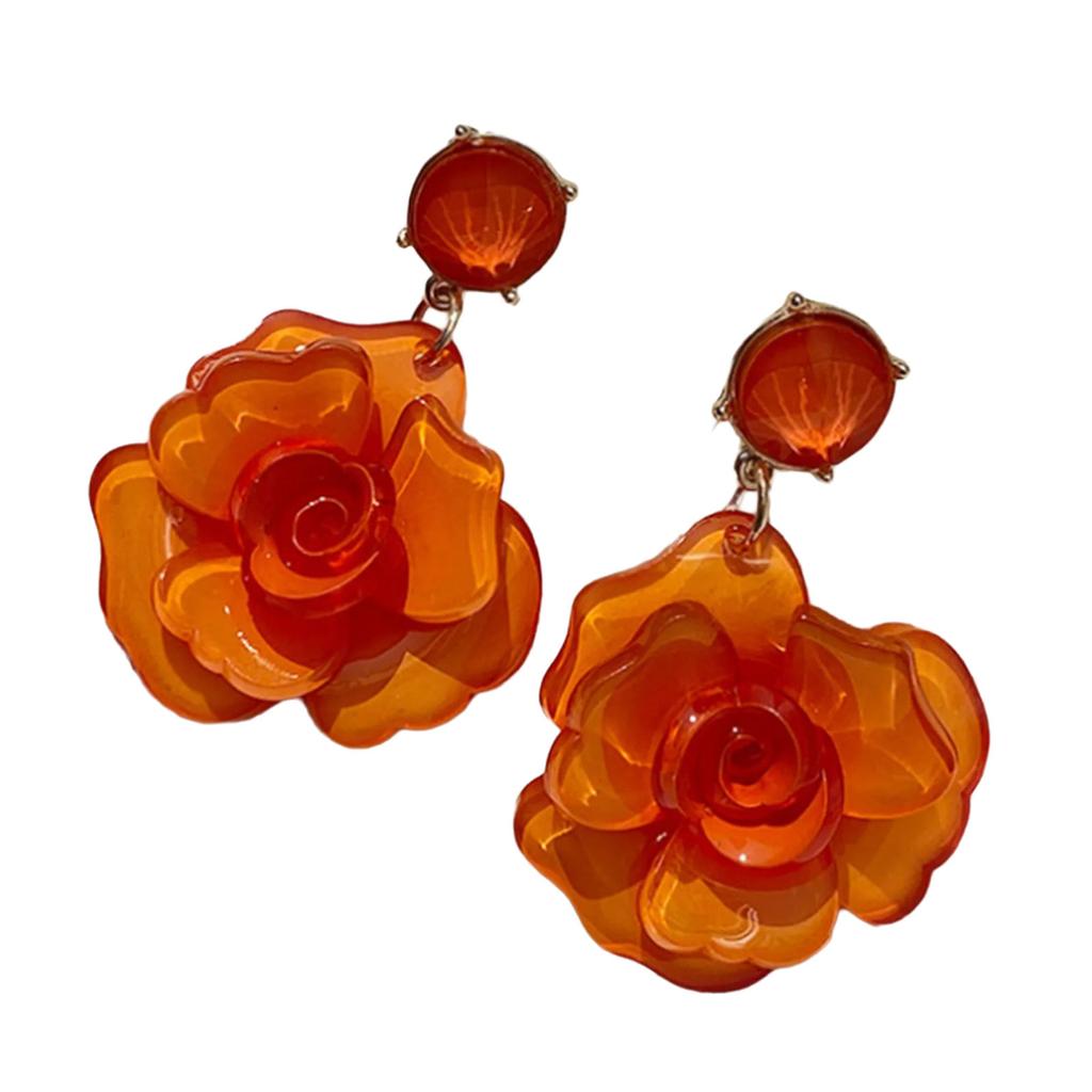 Elegant Rose Flower Dangle Earrings Alluring Flower Drop Earrings Jewelry Attractive Dangle Ear Studs for Daily Wear