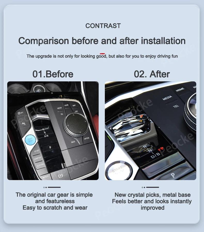 Levas de Cambio de Cristal para BMW ix3 G08 X6 G06 X7 G07 X5 G05 Palanca de la Caja de Cambios G21 F44 F48 F49 G28 G70 G26 G20 Pomo de la Palanca de Cambios