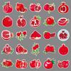 50 Cute Cartoon Pomegranate Stickers - Waterproof Fruit Graffiti for Suitcases and Journals
