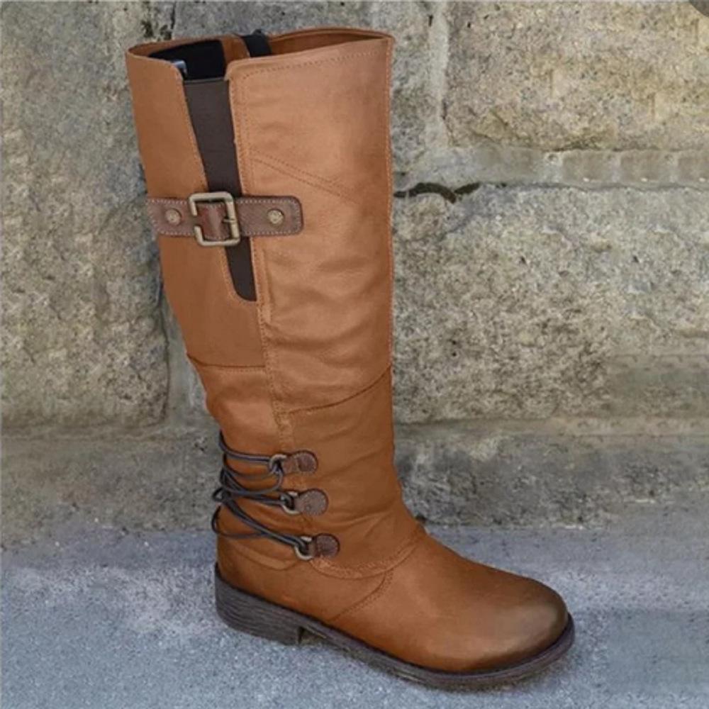 Autumn and winter new thick heel Martin boots large size high tube side zipper women's boots knight boots children