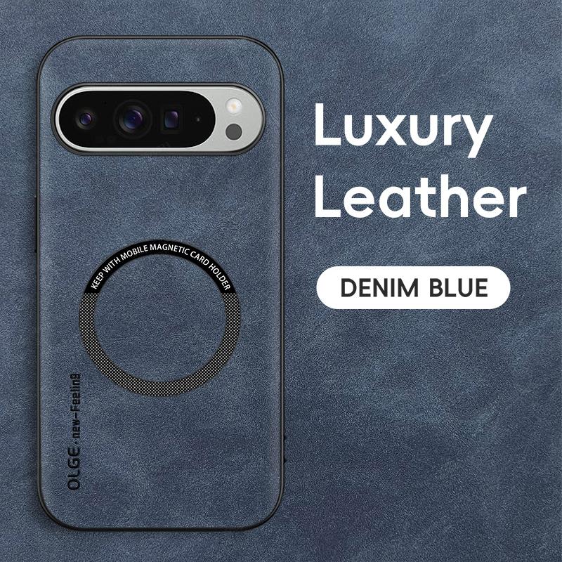 

For Magsafe Magnetic Leather Case For Google Pixel 9 Pro XL 9A 8A 7A Shockproof Cover For Google Pixel 8 7 Pro Phone Accessories For Pixel 9 Pro XL синий