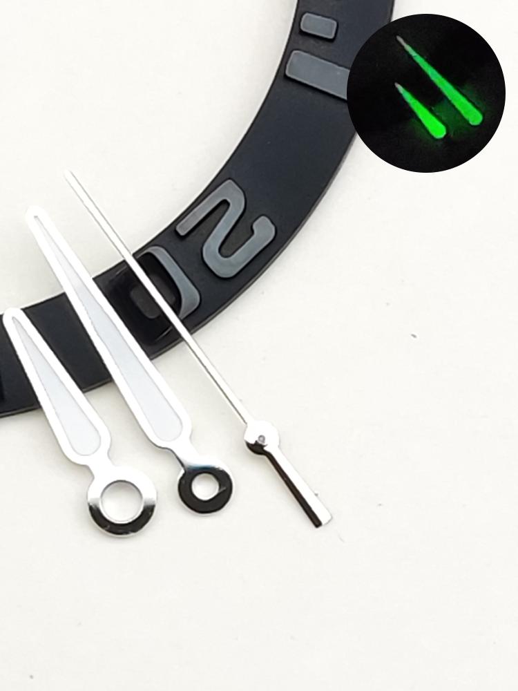 Three-pin, watch hand, green luminous watch + pin, suitable for NH35/36/4R movement
