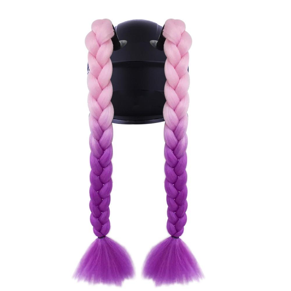 2pcs/pair With Sucker Woman Braids Wig Helmets Decor Twist Dual Pigtail Ponytail  for Motor Bike