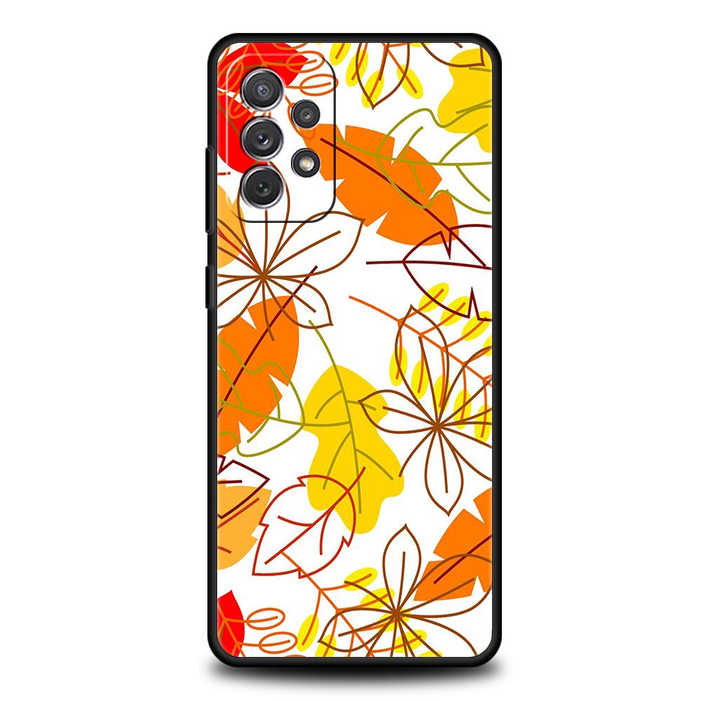 Leaves Fall Fox Pumpkin Case For Samsung Galaxy A24 A12 A14 A32 A50 A70 A20E A20S A10S A22 A30 A40 A34 A54 A42 A52 5G A72 Cover