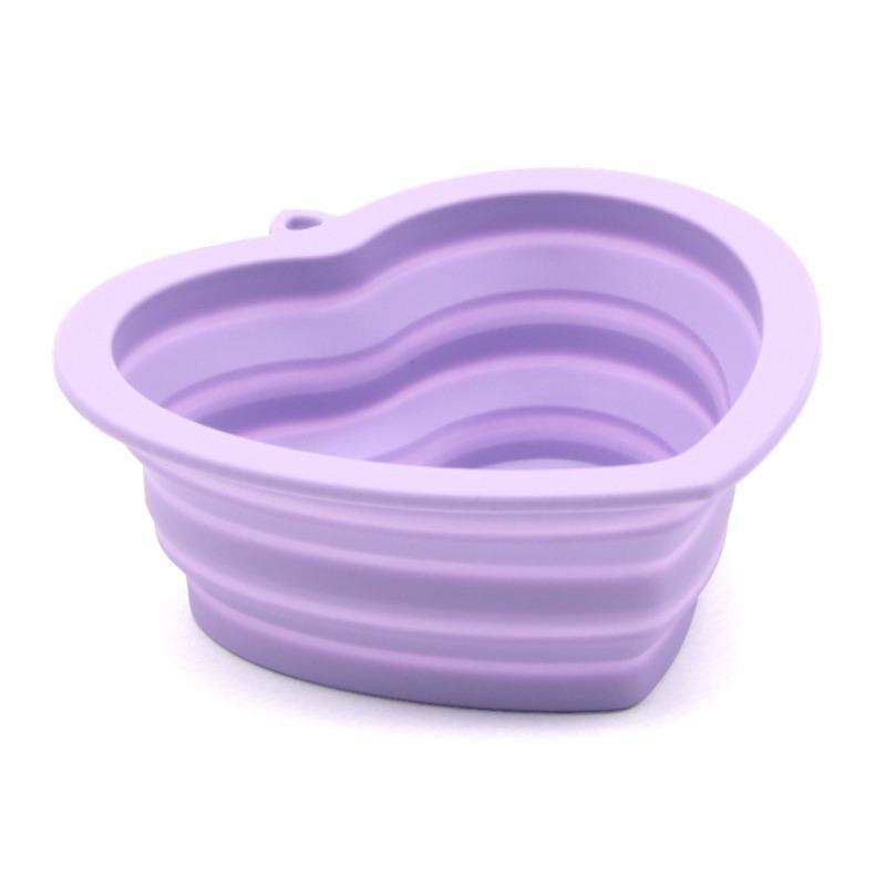 Ciotola Pieghevole in Silicone per Animali Domestici, Ciotola per Riso per Cani, Ciotola Carina a Forma di Cuore per Cuccioli, Ciotola per Gatti, Ciotola Portatile da Esterno, Ciotola per Cibo per Cani