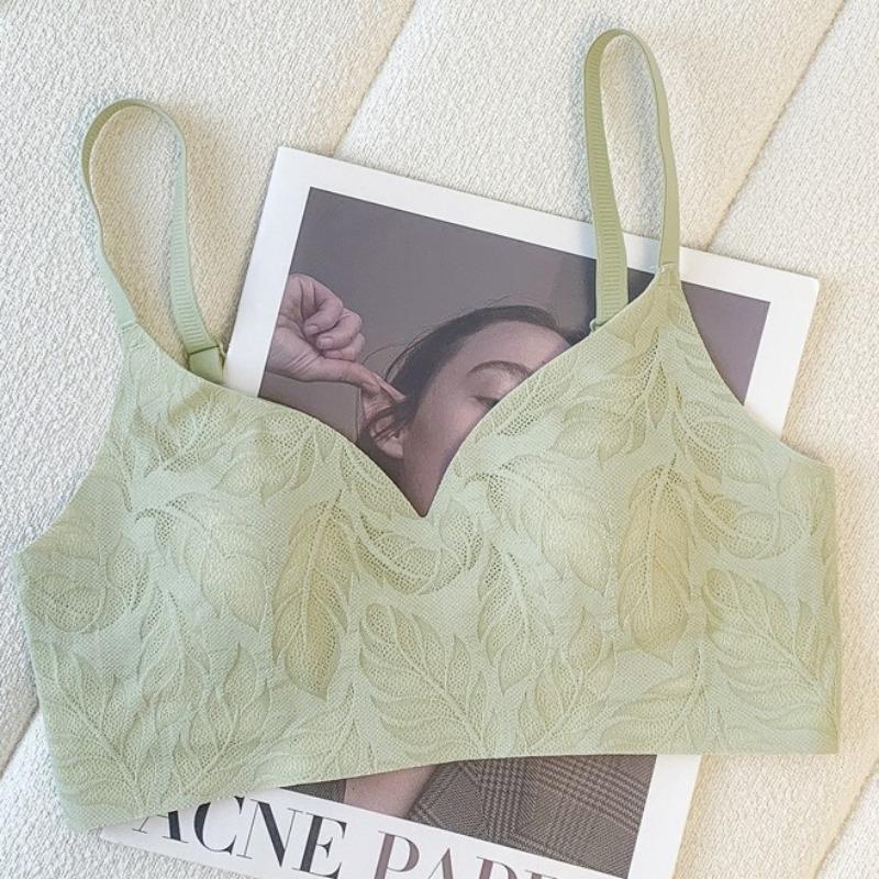 

Ультратонкие ушки кролика для большой груди, маленькой груди, дышащее, слегка собирающее нижнее белье, мягкая поддержка, боковая поддержка груди и бюстгальтеры против провисания M зелёный