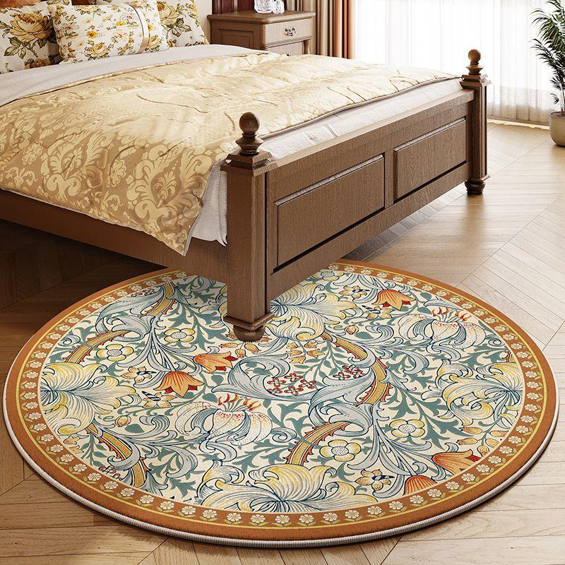 Americký retro koberec kulatý ložnicový koberec k posteli tlustý podsedák do obývacího pokoje pratelný v pračce