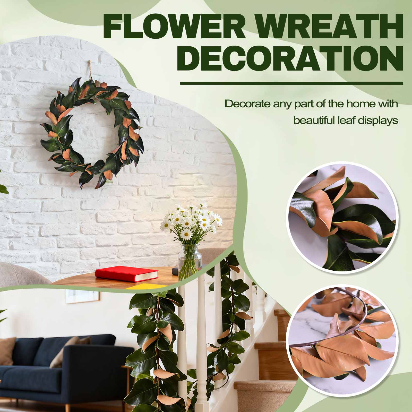 

Christmas Norfolk Wreath PE Soft Rubber Texture Needles And Pinevine Christmas Decoration One Size