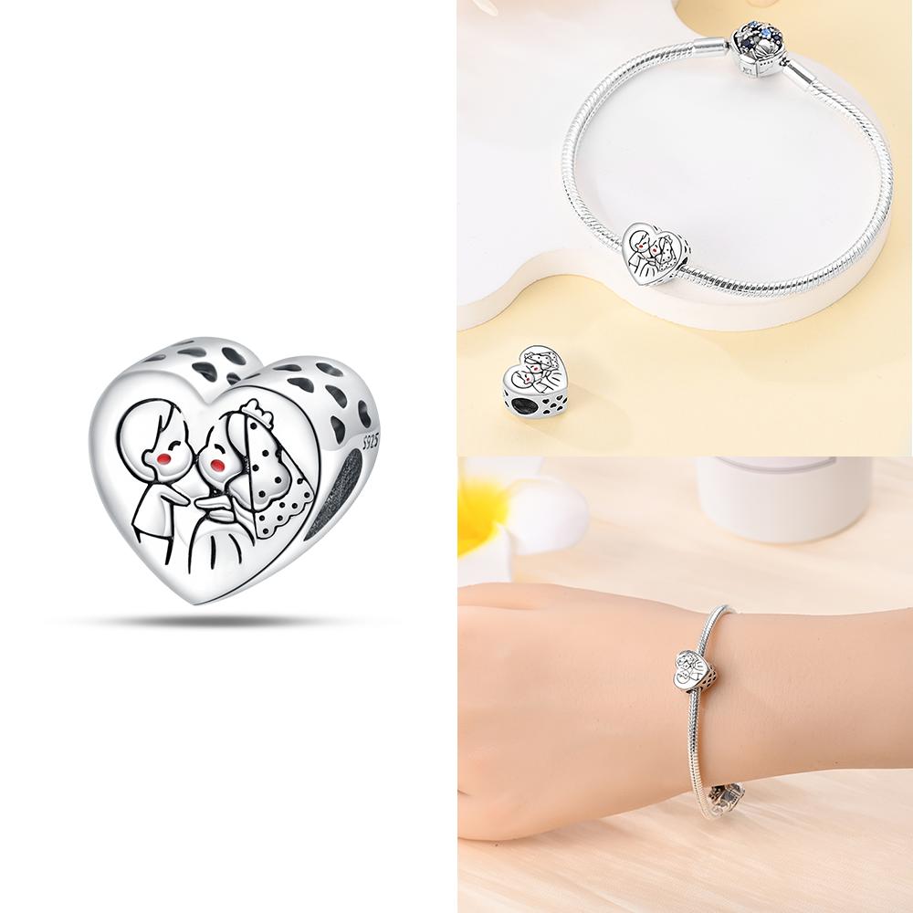 

Love Heart Romance Girl Pink Zircon Angel Copper Original Charms Beads Fit Bracelet Women Jewelry Diy Accessory Fine Gift