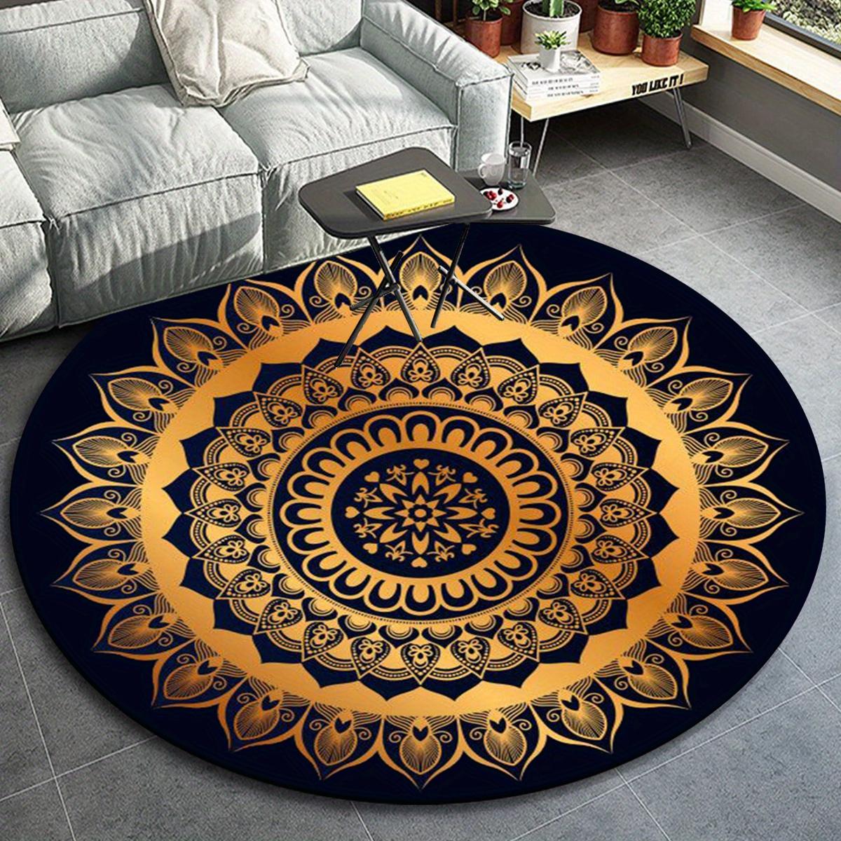 

1pc Gold Mandala Pattern Round Floor Mat, Non-slip for Living Room Bedroom Chair Carpets Home Decor Gifts, Home Decor Room Decor Outdoor Dec 80cm by 80cm