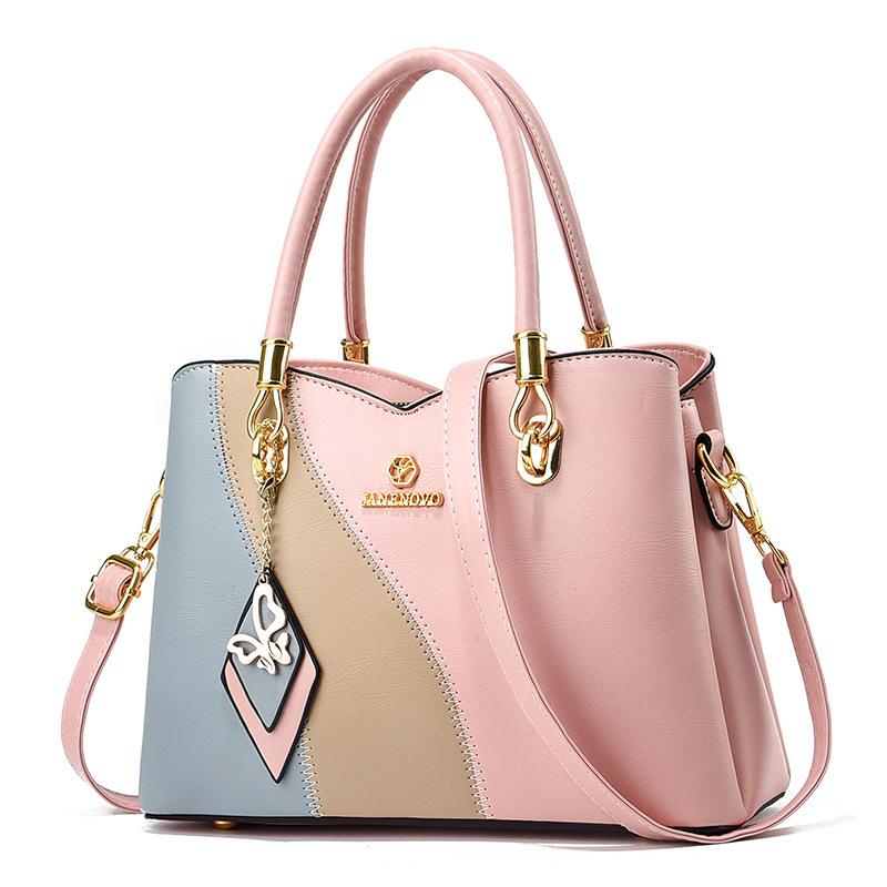 Three Colors Patchwork Women's Handbag Large Capacity Soft Leather Shoulder Bag Fashi Elegant Women's Crossbody Bag