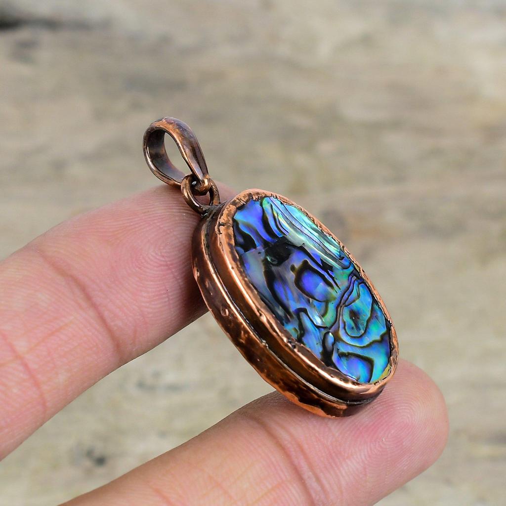 Abalone Shell Pendant Electroformed Copper Pendant Gemstone Pendant Electroformed Jewelry Handmade Pendant Anniversary Gifts Copper Jewelry