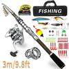 Portable Telescopic Fishing Rod & Reel Set with Soft Bait, Hook, and Line for Long Cast Sea Fishing