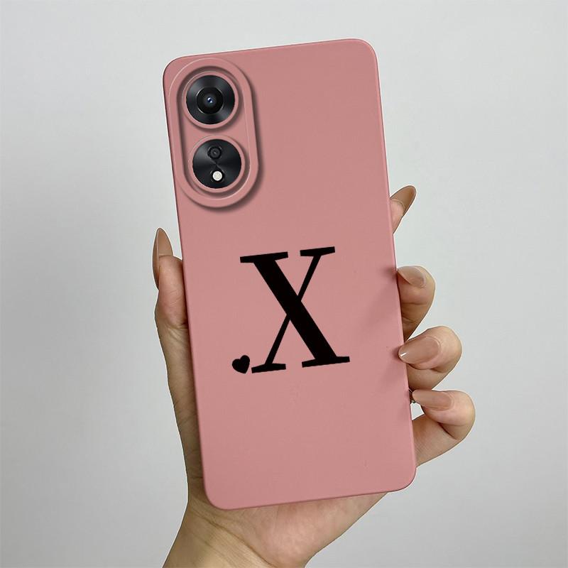 For OPPO A78 5G Case For oppo a78 5G Phone Case CPH2483 CPH2495 Cover Cute Initial Letters Square Silicone Shockproof Back Cover