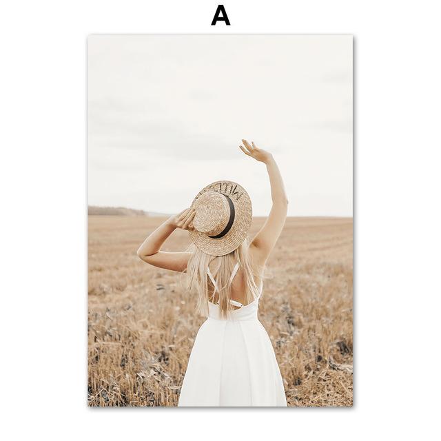 

Осенняя девушка, пшеница, подсолнух, тростник, велосипед, настенная живопись на холсте, постеры на скандинавскую тему и принты, настенные панно для декора гостиной 21cm×30cm NoFrame