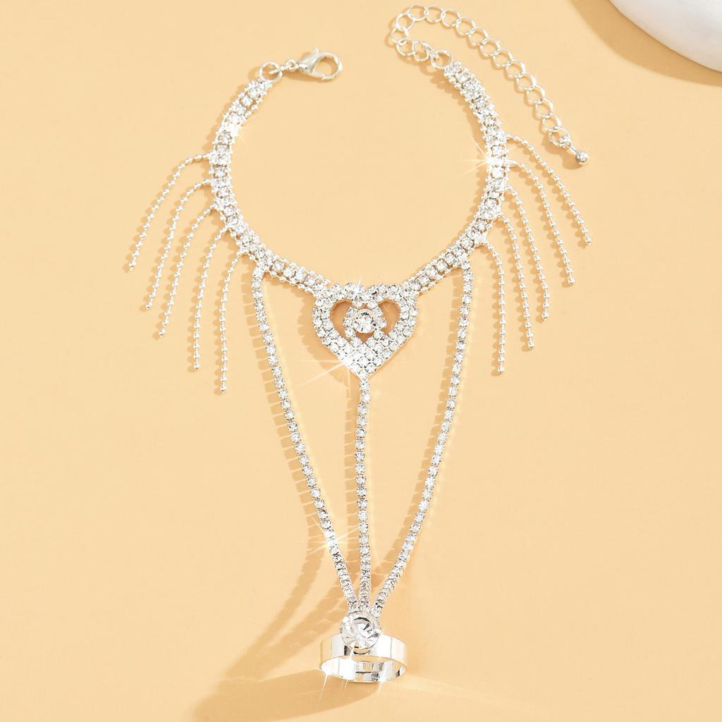 Super Flash Diamond-Encrusted Butterfly Bracelet French Light Luxury High-End Temperament Bracelet Ring Integrated Fashion Accessories