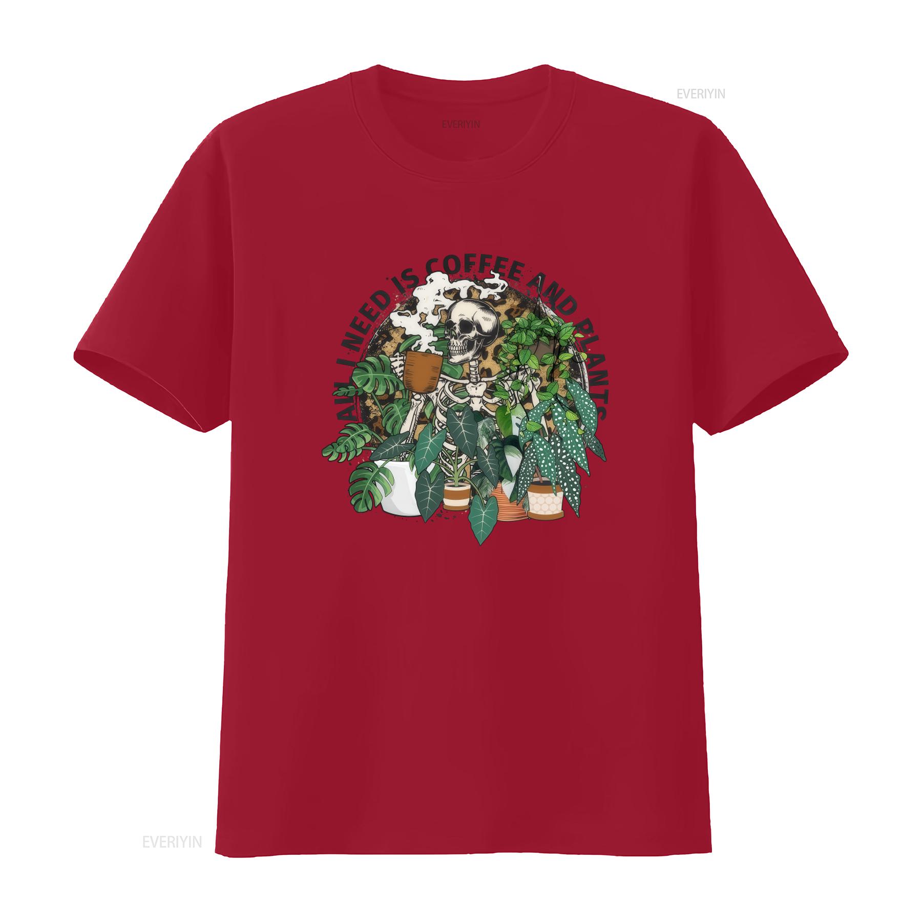 

All I Need is Coffee and Plants T Shirt Unique Plant Skeleton Design for Gardener Lovers Bella Canvas Quality vintage Washed S