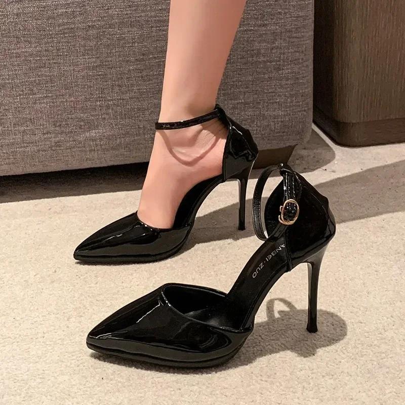 High Heels 2025 New Pointed Buckle Fashion Stiletto Sandals Outdoor Formal High Heels Women's Plus Size Banquet Party