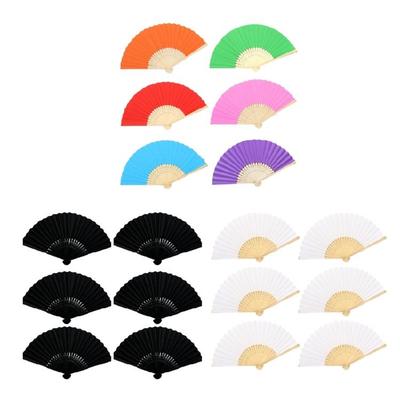 6Pcs Foldable Bamboos Handle Paper Hand Fans Customizable Dance Supplies for Line Dancing Outdoor Activity Cooling Fans