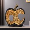 Gold Plated Hollow Apple Sculpture, Ceramic Crafts, Office Desktop Ornaments, Apple Model Sculptures, Living Room Decorations