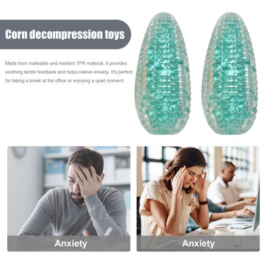 2Pcs Fake Corn Squeeze Toy Anxiety Stress Relief Transparent Corn Pinch Sensory Toy Teens Adults Soft TPR Calming Vegetable Fidget Toy