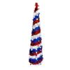 US Independence Day Foldable Tree — Red, And Blue Striped, Star-Adorned, Decorative Ornament