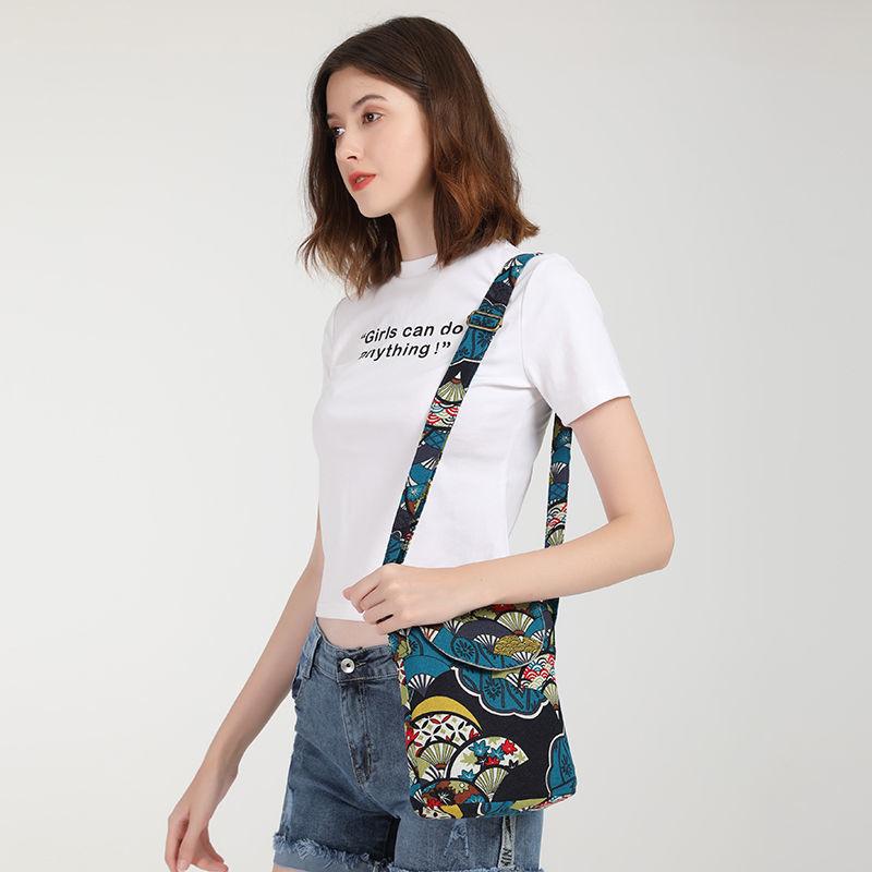 Ethnic Style Crossbody Bag Vintage Floral Bucket Bag Women'S Canvas Fabric Flap Purse 2025 Winter Street Casual Small Shoulder Bags