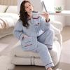 Winter Coral Fleece Padded Pajamas Women'S Three-Layer Thickened Flannel Women'S Loungewear Set