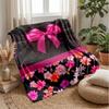 Floral and Bow Composition Theme Blanket Lightweight Warm Flannel Blanket Decorative Throw Blanket for Home Decoration