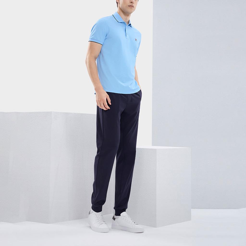 Fila Solid Color Casual Knit Polo Shirt Men Tops Light-Bright-Blue F11M331103FLB
