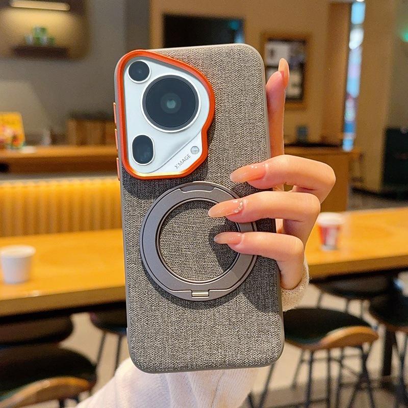 Applicable to Huawei pura11 mobile phone case pura11 cloth pattern pura11 protective case p11pro magnetic suction bracket integrated