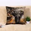 1Pc African Elephant Safari Cushion Cover, Vintage Wildlife Print Throw Pillow Case For Home Sofa Bedroom Decor