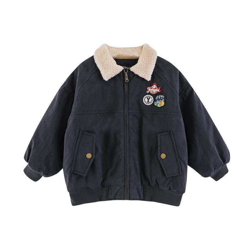 Youyou Boys  American Retro Fluffy Warm Winter Baseball Jacket 90