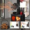 6 Blade Wood Stove Fan Heat Powered with Magnetic Thermometer Flue Pipe Mounted Silent EcoFriendly