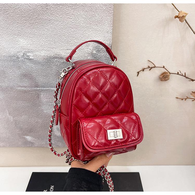 

Backpack bag women 2025 new trendy fashion Korean backpack chain bucket bag going out single shoulder oblique span travel bag красный