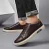 Fashion Men's Genuine Leather Sneakers Casual Fashion Walking Shoes Comfortable Lightweight Skate Shoes for Men Breathable Men Flats