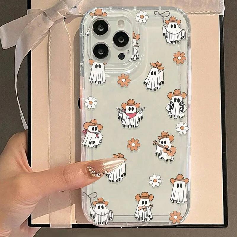 Süßes Halloween Kürbis Geist Muster Handyhülle Für iPhone 16 15 14 11 13 12 Pro Max Mini 7 8 Plus X XR XS Anti-Fall Klare Hülle