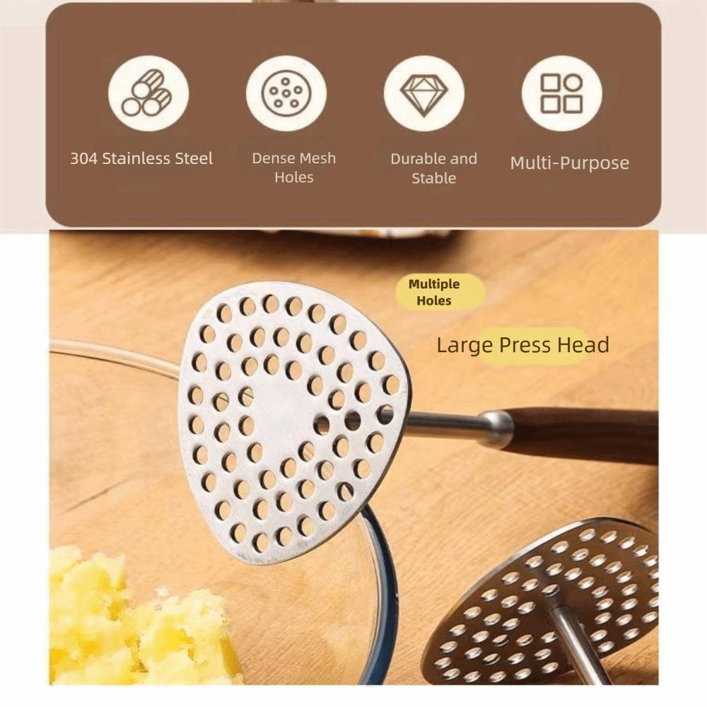 Wooden Handle Potatoes Masher Stainless Steel Avocado Masher Hand Tool Kitchen Tool  Kitchen