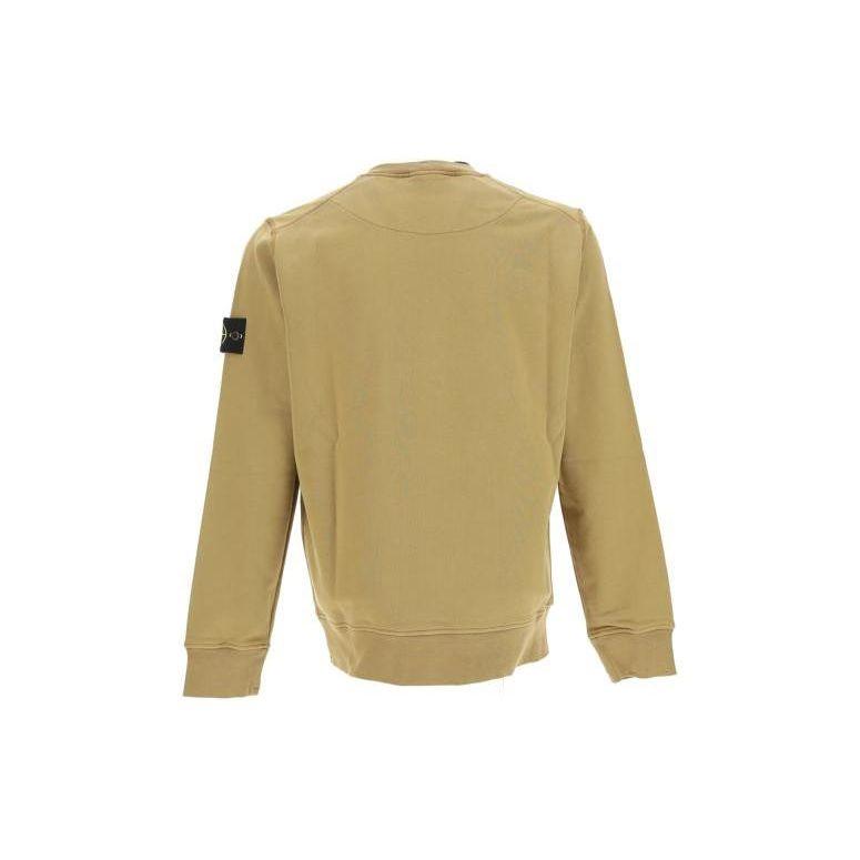 STONE ISLAND Garment Dyed Fleece Sweatshirt Dark Beige Men Tops Tan 101563051-V0098